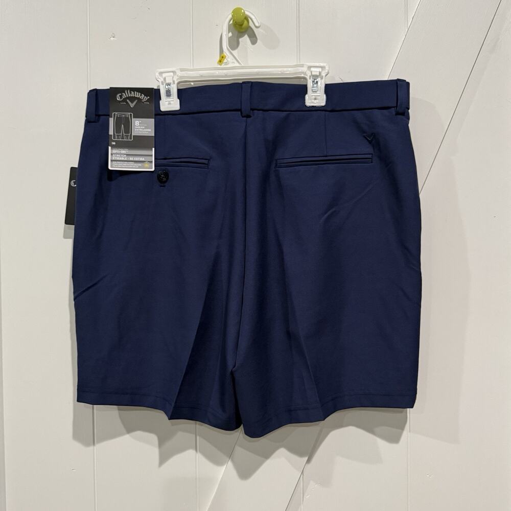 Callaway Opti-Dri Golf Shorts Mens Size 36 x 8" Navy Blue Stretch UPF 50 NWT - Picture 3 of 5